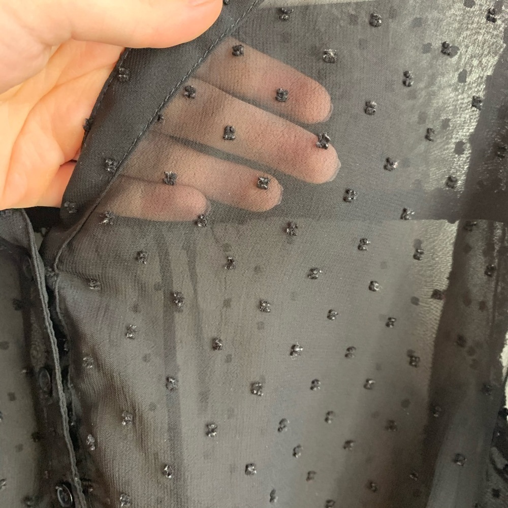 Mossimo Black Sheer Polka Dot Half Sleeve Blouse - Picture 4 of 4